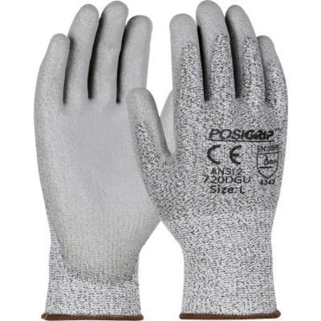 PIP PosiGrip Seamless Knit HPPE Blended Glove Polyurethane Coated Flat Grip, Large, Salt & Pepper, 12pk 720DGU/L